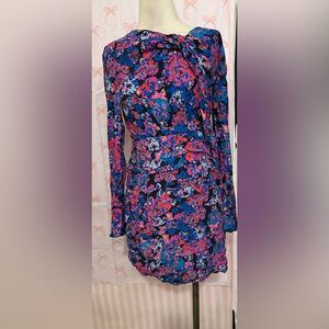 Zara Vibrant Long Sleeve Dress - Blue and Pink Floral Size XL Jr “SP”
